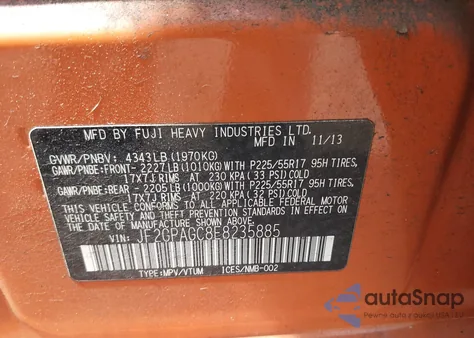 2014 Subaru Xv Crosstrek 2.0I Limited z USA, uszkodzony, nr VIN JF2GPAGC8E8235885